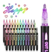 Double Line Outline Markers, 36 Colors Super Squiggles Shimmer Outline Marker Pen Set, Self Outline Multicolor