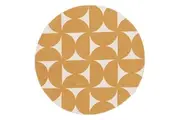 Almere Gold and Ivory Geometric Washable Round Rug
