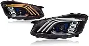 Car Compatible For Benz S-Class W221 Headlight 2006-2013 Upgrade Modified To New DRL Dynamic Turn Signal LED Headlight Auto Accessories(WHITE)