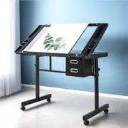 1x Artiss Drawing Desk Drafting Table Black