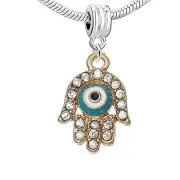 Hamsa Symbol Hand Against Evil Eye Charm European Bead Compatible for Most Europ