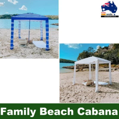 Coconut Grove Family Beach Cabana Canopy Umbrella Sun-Shade Shelter w/ Carry Bag