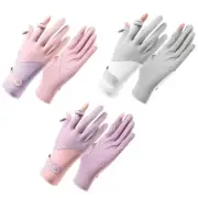 Lady Sunscreen Ice Silk Gloves Bike Gloves Breathable Bicycle Gloves for W S4TF