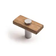 Lenah 50mm T-Bar Handle, Tasmanian Oak &amp; Satin Chrome Face Caps