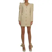 Endless Rose Premium Long Sleeve Tweed Mini Dress in Ivory at Nordstrom, Size Small