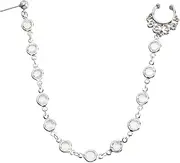 [Generic] Punk Fake Nose Ring Chain Crystal Dangle Nose Hoop Ring with Chain Non Piercing Cuff Nose to Ear Chain Faux Rhinestone Nose Ring Jewelry for Women Girls, Stainless Steel