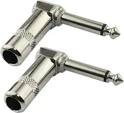 JOINPAYA 2PCS Plated Mono Bend Plug Electric Guitar Connection Line Durable Metal Guitar Plug Compact and Easy to Use for Amplifiers Speakers and Mixers