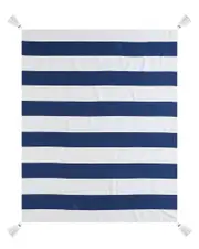 LR Home Navy Blue Cabana Striped Throw Blanket With Tassels