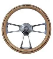 67 FORD Pick-up 14" Unstained Oak Wood Billet Polished Steering Wheel Set Ada...