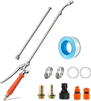 44'' Metal Sprayer Wand Replacement,1/4" & 3/8" Brass Barb Universal Sprayer Wand with Shut off Valve, Stainless Spray Wand with 1/2" & 3/8" Hose Quick Connectors, 2 Hose Clamps, 1 Teflon Tape