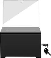 US Acrylic Donation Box with Lock Clear Ballot Box with Removable Sign Holder 6.25×4.5×4 Inch Suggestion Box Storage Container with Keys Reusable Raffle Box for Fundraising Voting Charity Ballot