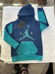 Jordan Little Boys Jumpman Air Speckle Fleece Pullover Hoodie Blue Sz 4 - NWT