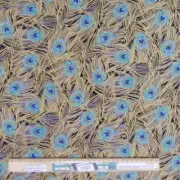Quilting Patchwork Sewing Fabric Peacock Garden Feathers 50x55cm FQ