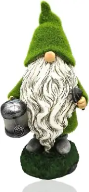 Adzt's Garden Flocked Gnome Statue Solar,Funny Outdoor Gnome Statues with Solar