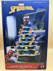 Spiderman Large Ceramic Christmas Light Up Tree New In Box 11.6 "