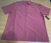 Axist Mens Large Shirt Burgundy Red Silk Touch Button Up Short Sleeve NWT New