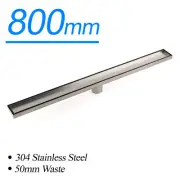 304 Stainless Steel 800mm Tile Insert Linear Shower Grate Floor Drain 50mm Waste