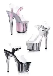 Pleaser ADORE-708G 6 1/2" Heel Sandal Womens Size Shoe W Glitter-Filled Platform