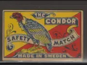 MATCHBOX LABEL SWEDEN- The Condor, red/yellow/blue- **