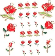 [Generic] 30pcs Charms Pendants Locket Keychain Charms Bulk Rose Charms