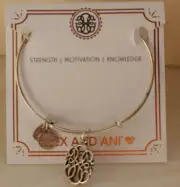 Alex and Ani Silver PATH OF LIFE Bracelet Strength Motivation Knowledge With Box