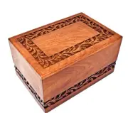 Rosewood Borders Engraving Wooden Cremation Box/Urns for Human Ashes ( large )