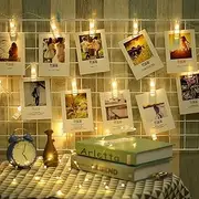 Photo Clip String Lights, LED Fairy String Lights with 20 Clips for Photo Picture Card Hanging, Warm White Battery Operated Twinkle Photo Fairy Light Wall for DIY Bedroom Décor Wedding Room Decoration