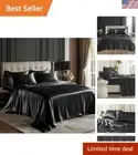 California King Size Satin Sheets - Ultra Soft 4pc Set with Envelope Closure
