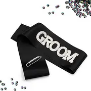 [Yxiang] Groom Sash,Bachelorette Party Sash,Groomie Sash Bridal Shower Gift Wedding Party Decorations Pearls Rhinestones Sashes Bridal Shower Gift