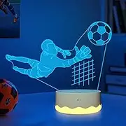 Soccer Night Light for Kids, Attivolife 3D Optical Football Goalkeeper Illusion LED Lamp with 16 Color Changing Remote Control, Cool Sport Room Decor Present for Boy Men Soccer Fan Birthday Christmas