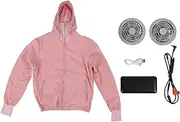 [PerGar] Women Air Conditioned Jacket, 18000mah Battery Cooling Fan Jacket for Women, USB Powered Sunproof Air Conditioned Clothes, Coral Red Jacket with Fans for Cooling