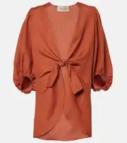 [Adriana Degreas] Adriana Degreas Solid linen-blend shirt AU 10 brown