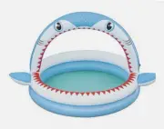 H2O GO! Bestway Sharktastic Sprinkler Play Pool, Kids Inflatable Shark Pool NEW