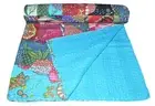 INDIAN VINTAGE KANTHA QUILT COTTON PATCHWORK BEDSPREAD BLANKET THROW QUEEN QUILT