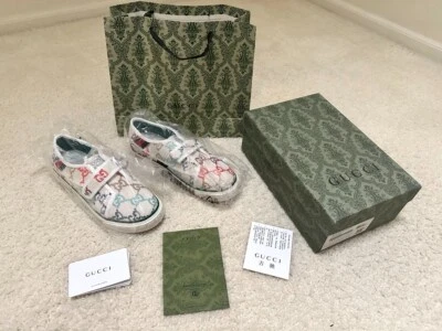 Gucci Tennis 1977 Sneakers Canvas Low Top Sneaker GG New with Box EU size 41