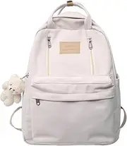 [GAXOS] Cute Backpack for School Aesthetic Backpack Purse for Women Girls White Book Bag Korea Style Bookbag