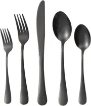 Black Silverware Set 40 Piece Flatware Cutlery for 8 Stainless Steel Forks