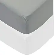 Sasma Home - 100% Natural Cotton 4 x Pack Jersey Crib Fitted Sheets (85 x 50 cm) Compatible With Next2Me Mattress - 2xWhite and 2xGrey