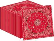 Gfractolux 40Pcs Red Bandana Paper Napkins Western Cocktail Disposable Party Napkins Set Red Bandana Paisley Print Lunch Napkin Bandana Beverage Napkins Cowboy Cowgirl Theme Party Supplies