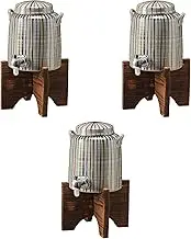 Set of 3 Tokusa Multi Server (0.4 gallons (1.8 L) (with Wooden Base) [5.7 x 6.7 inches (14.5 x 17 cm) (1800cc)] | Shochu Server Made in China Setomonohonpo