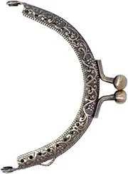 COHEALI Retro Semicircular Purse Frame with Decorative Beads Lock DIY Craft Handbag Making Accessories