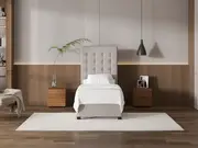 My Style Buttoned Headboard & Slimline Base - Single / Haze / Drawer Base