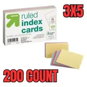 Ruled Index Cards 3"x5" Lined 2 pks of 100 (200 Total) 5 Assorted Colors Up & Up