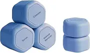 Cadence Travel Containers - Core Skincare Set - Magnetic Containers with Lids,2 Small (0.56oz) & 3 Medium (1.32oz) - Cleanser, Moisturizer, Serum, Makeup Remover & Sun Icon Labels - Pacific