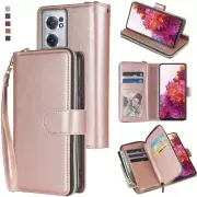 OnePlus Nord CE 2 5G Wallet Case 9 Card Zipper Slots Kickstand Flip Leather Case