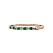 TriJewels Emerald & Diamond 10 Stone Wedding Band 0.21 ctw 14K Gold JP:10562