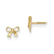 14K Yellow Gold Polished Bows Stud Earrings Screw Back Madi K Children's Jewelry