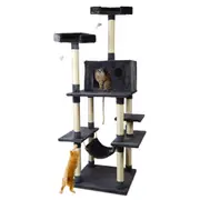 Sir John's Gifts 184 cm Pet Cat Tree Scratching Post Tower House-Dark Grey