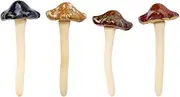 4pcs Ceramic Mushrooms Figurine Garden Mushroom Statue Tiny Decor Mini Figures for Potted Plants Crafts Fairy Garden