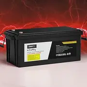 Giantz 12V 200Ah Lithium Battery, 5000+ Cycles Solar Rechargeable Batteries LiFePO4 Built-in BMS Deep Cycle Box for Outdoor Caravan Camping Boat Light, Black